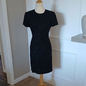 Laurence Kazar Beaded Black Mini Dress